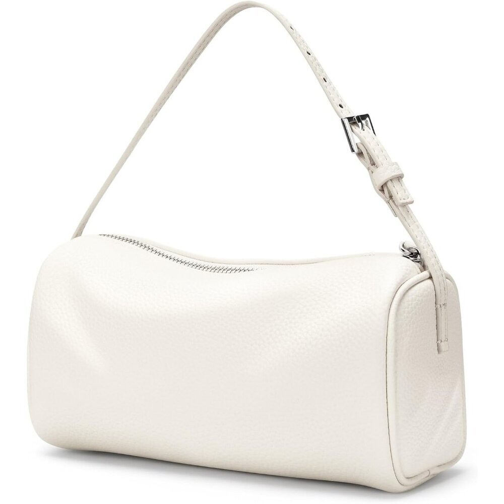 Women White Mini Crossbody Bag Vegan Leather Hobo Purse with Adjustable Strap